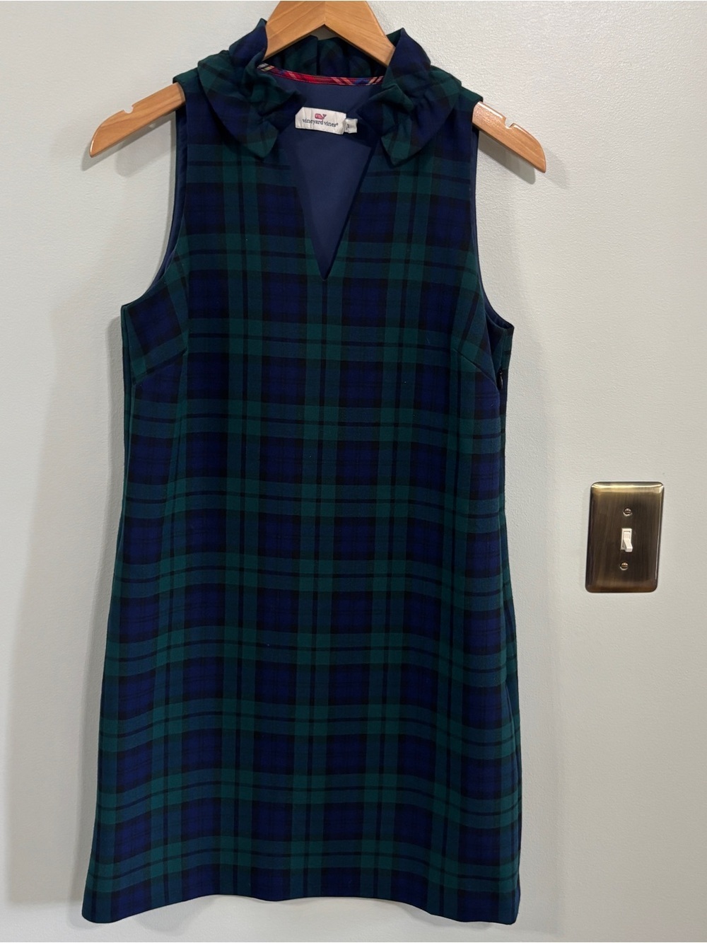 Vineyard Vines blackwatch Meredith switch dress sleeveless size 2 plaid blue